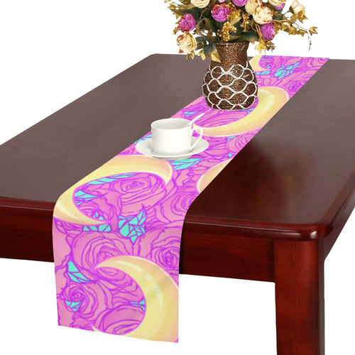Moon pink rose background Table Runner