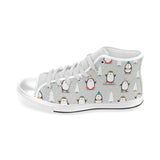 Cute Penguin christmas pattern Men's High Top Canvas Shoes White