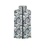 Sugar skull black white pattern Women's Padded Vest