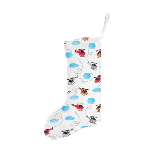 Watercolor helicopter cloud pattern Christmas Stocking