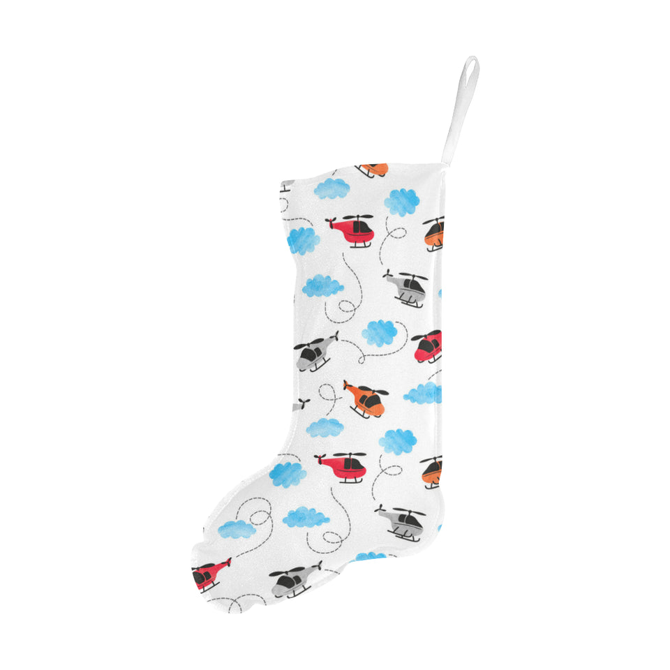 Watercolor helicopter cloud pattern Christmas Stocking