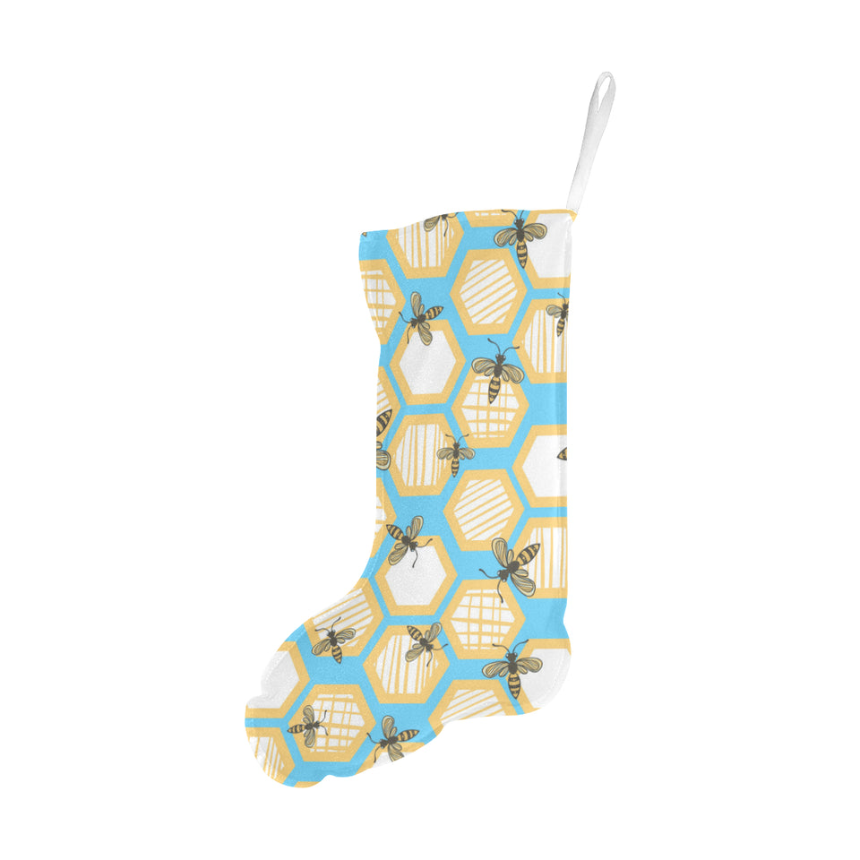 Bee honeycomb pattern Christmas Stocking