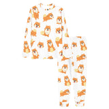 Brown pomeranian pattern Women's All Over Print Pajama Set
