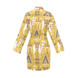 Camels ethnic motif pattern Women's Long Sleeve Belted Night Robe