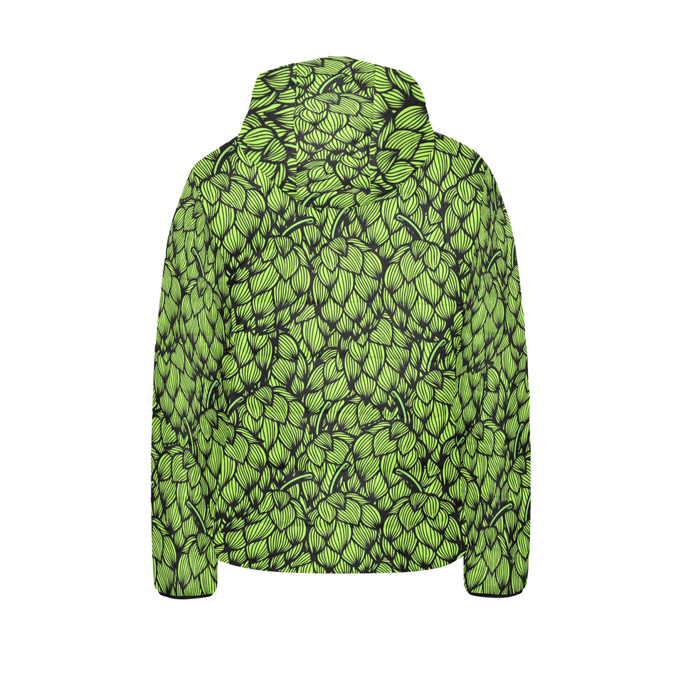 Green hop pattern Kids' Boys' Girls' Padded Hooded Jacket