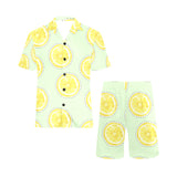 slice of lemon pattern Men's V-Neck Short Pajama Set
