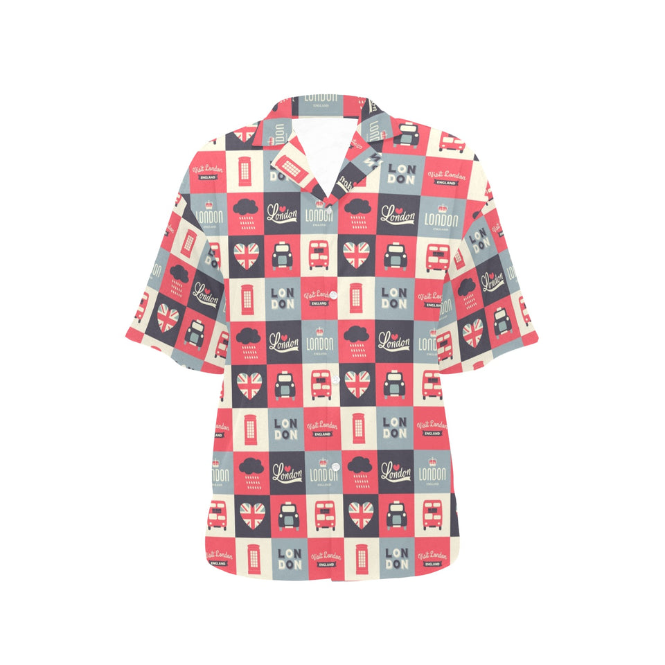 British Pattern Print Design 05 Women's All Over Print Hawaiian Shirt
