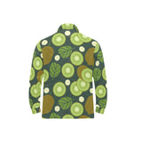 Whole sliced kiwi leave and flower Men's Long Sleeve Polo Shirt