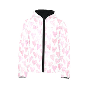 Watercolor pink heart pattern Kids' Boys' Girls' Padded Hooded Jacket