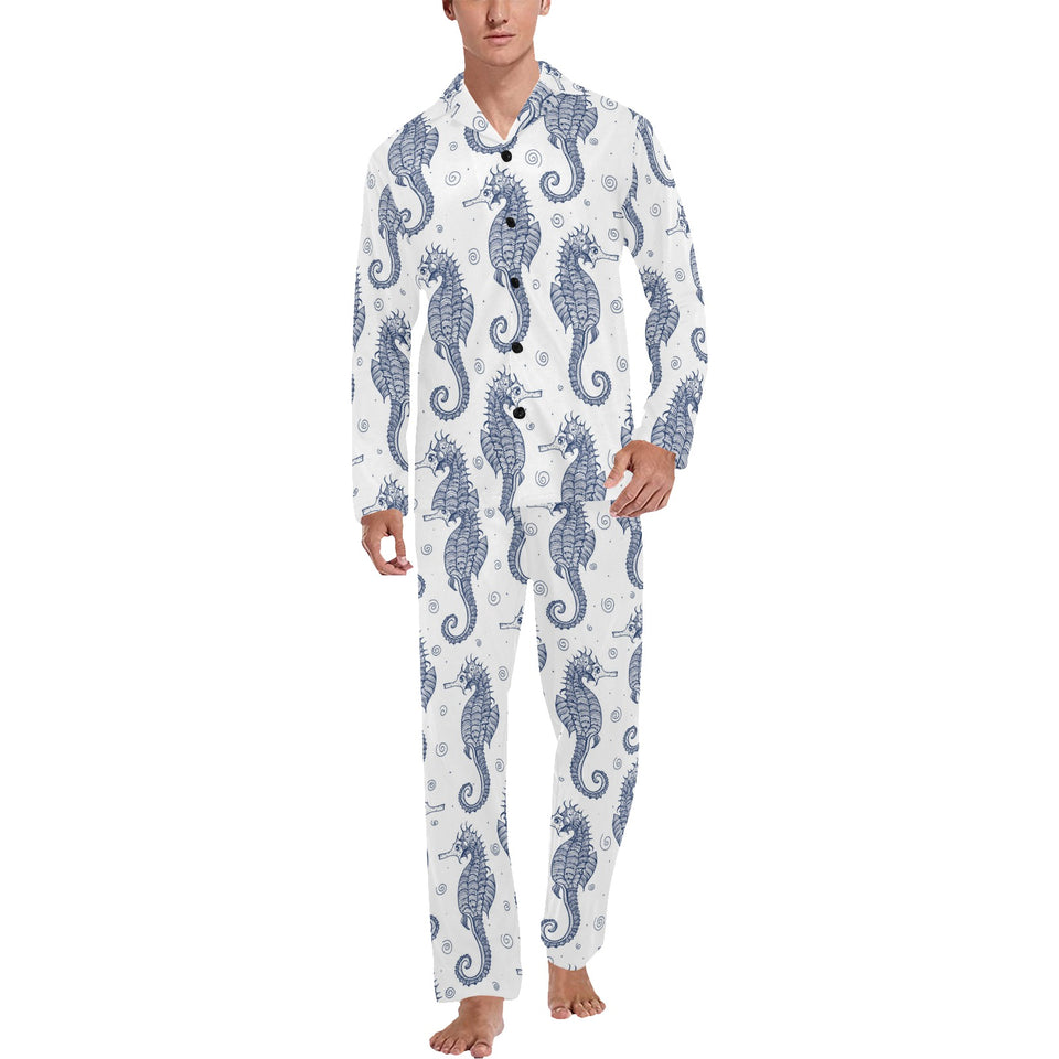 Seahorse pattern background Men's Long Pajama Set