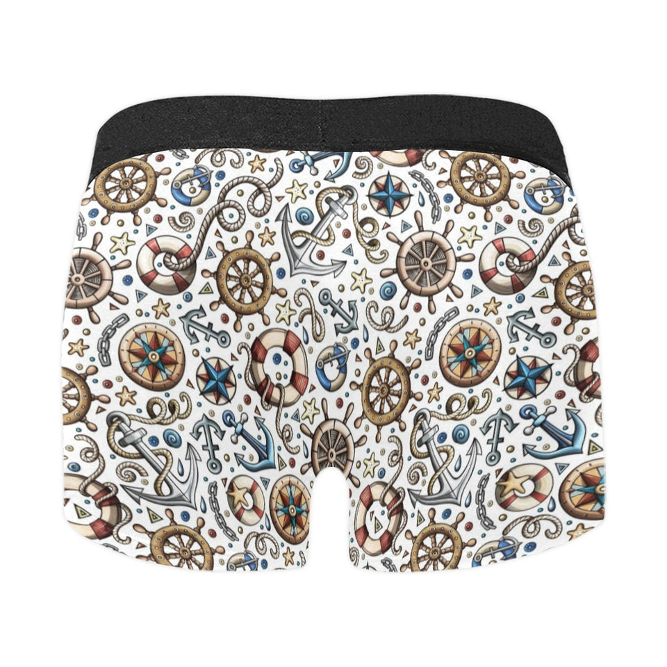 Cute nautical steering wheel anchor pattern Men's All Over Print Boxer Briefs Men's Underwear