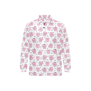 Pig Pattern Print Design 03 Men's Long Sleeve Polo Shirt