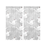 white swan gray background Gauze Curtain