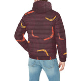 Boomerang Australian aboriginal ornament circle bl Men's Padded Hooded Jacket