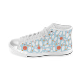 Bowling ball bowling pins blue blackground Women's High Top Canvas Shoes White
