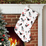 Cool rooster chicken cock floral ornament backgrou Christmas Stocking