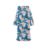 Hibiscus Pattern Print Design 02 Blanket Robe with Sleeves