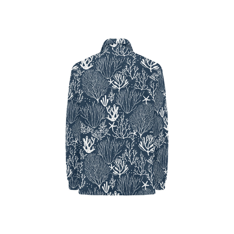 Coral Reef Pattern Print Design 05 Women's Long Sleeve Polo Shirt