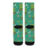 Cute frog dragonfly design pattern Crew Socks