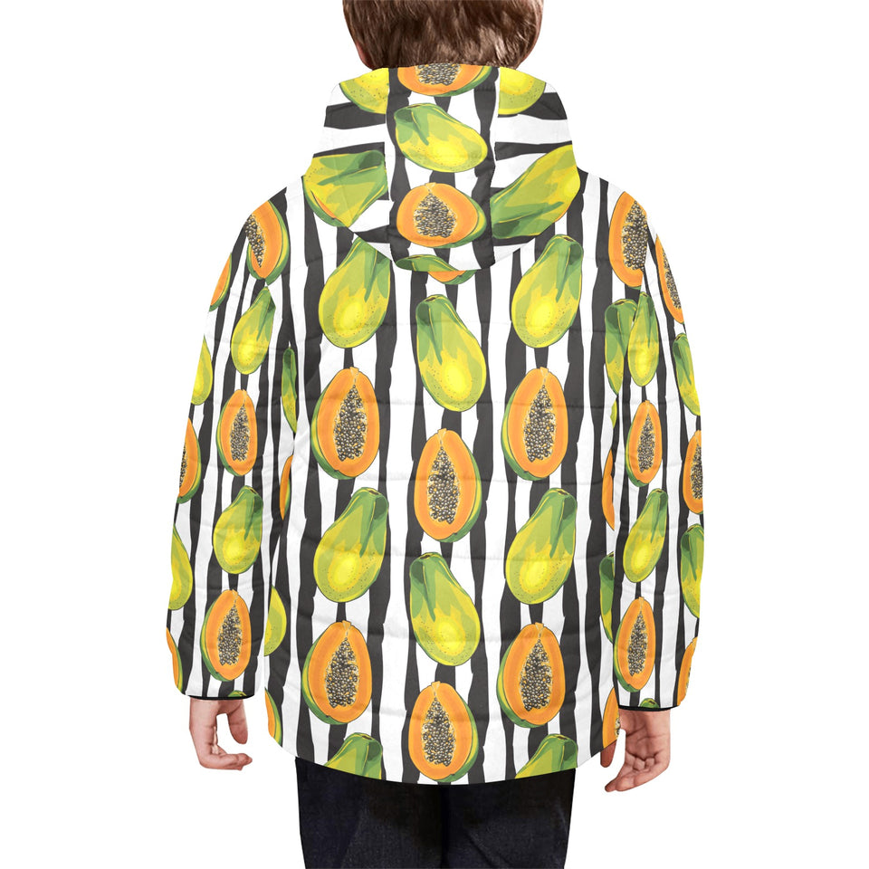 papaya design pattern Kids' Boys' Girls' Padded Hooded Jacket