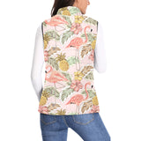 Pink flamingo birds pineapples hibiscus flower pat Women's Padded Vest