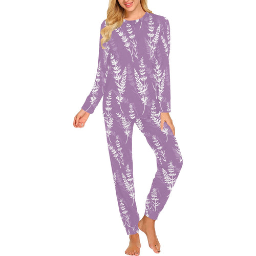 Lavender flowers purple pattern Women's All Over Print Pajama Set