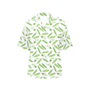 Green Peas Pattern Print Design 04 Women's All Over Print Hawaiian Shirt