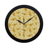 Saxophone cornet pattern yellow background Elegant Black Wall Clock