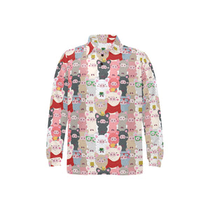 Pig Pattern Print Design 02 Men's Long Sleeve Polo Shirt