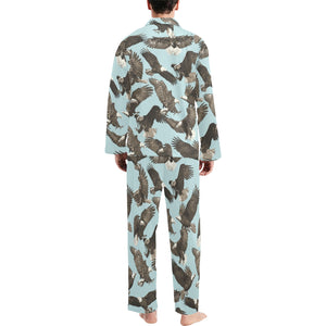 Eagle Pattern Print Design 01 Men's Long Pajama Set