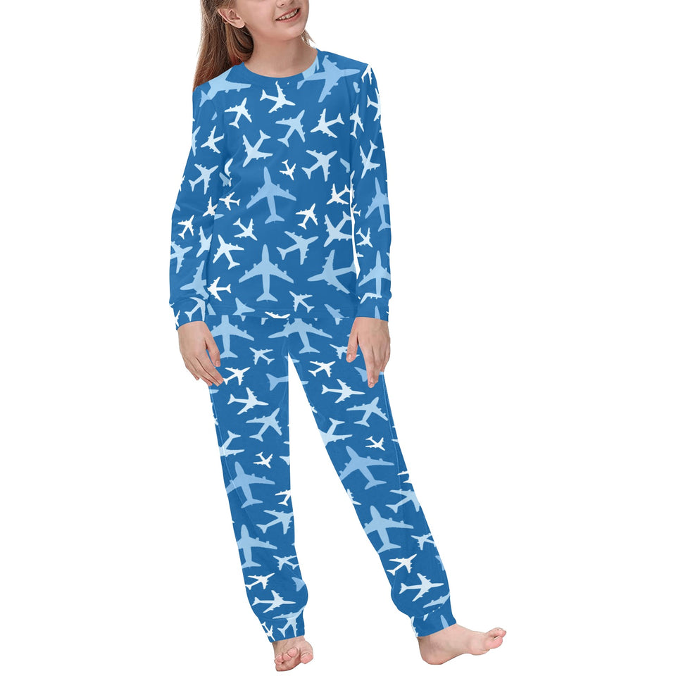 Airplane pattern in the sky Kids' Boys' Girls' All Over Print Pajama Set
