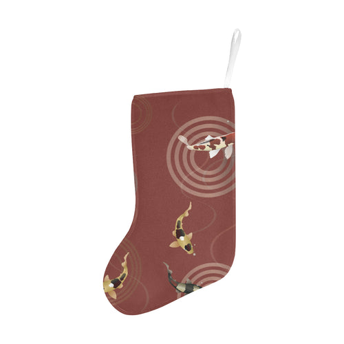 Koi Fish Carp Fish red background Christmas Stocking