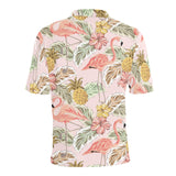 Pink flamingo birds pineapples hibiscus flower pat Men's All Over Print Polo Shirt