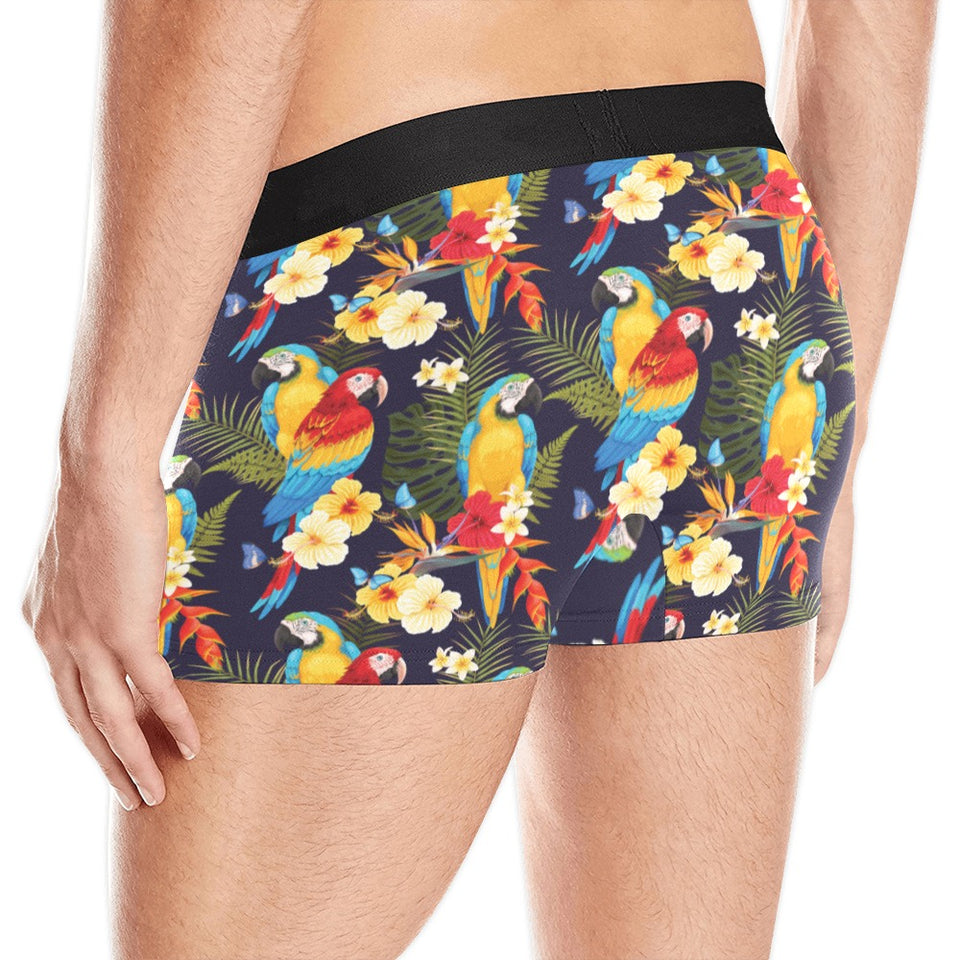 Colorful parrot flower pattern Men's All Over Print Boxer Briefs Men's Underwear