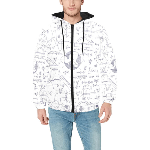 Math Pattern Print Design 03 Men's Padded Hooded Jacket