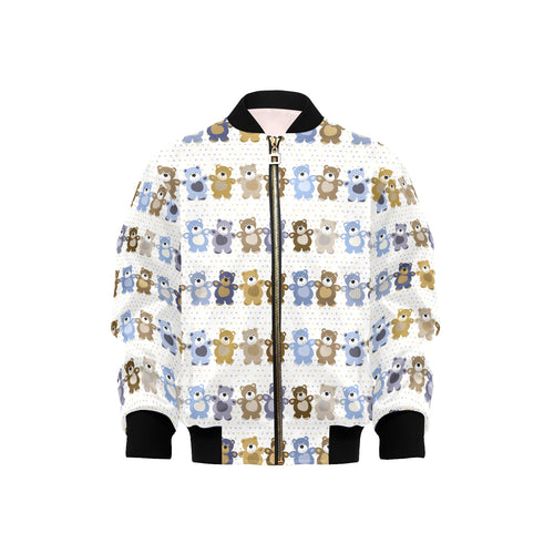 Teddy Bear Pattern Print Design 02 Kids' Boys' Girls' Bomber Jacket