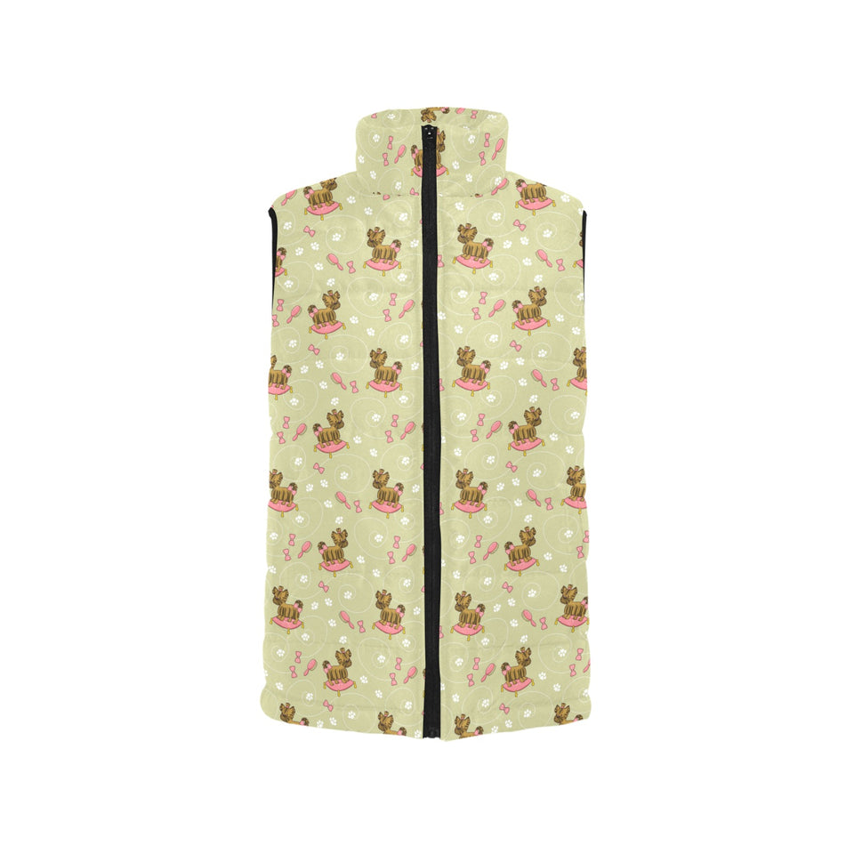 Yorkshire Terrier Pattern Print Design 01 Women's Padded Vest