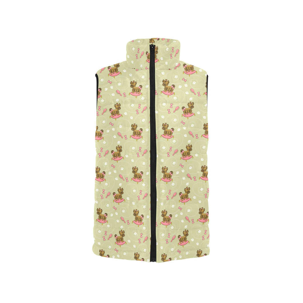 Yorkshire Terrier Pattern Print Design 01 Women's Padded Vest