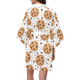 chocolate chip cookie pattern Women's Short Kimono Robe
