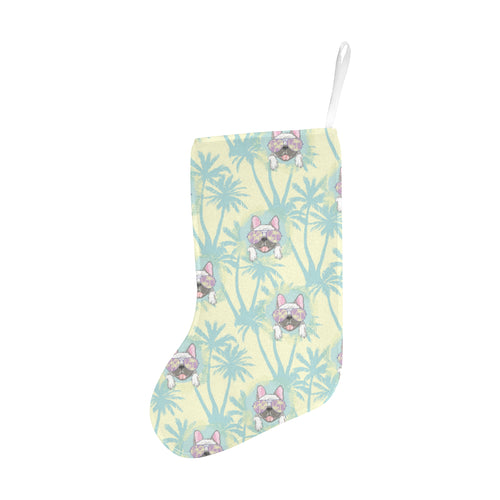 French bulldog hawaii blackground Christmas Stocking
