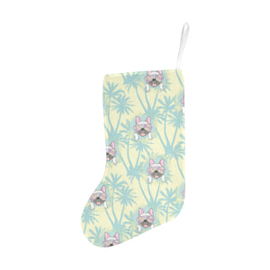 French bulldog hawaii blackground Christmas Stocking
