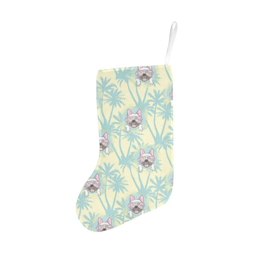 French bulldog hawaii blackground Christmas Stocking