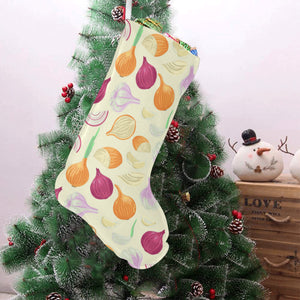 Onion garlic white red pattern Christmas Stocking