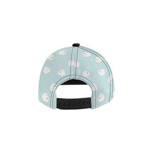 White cute hamsters heart pattern All Over Print Snapback Cap