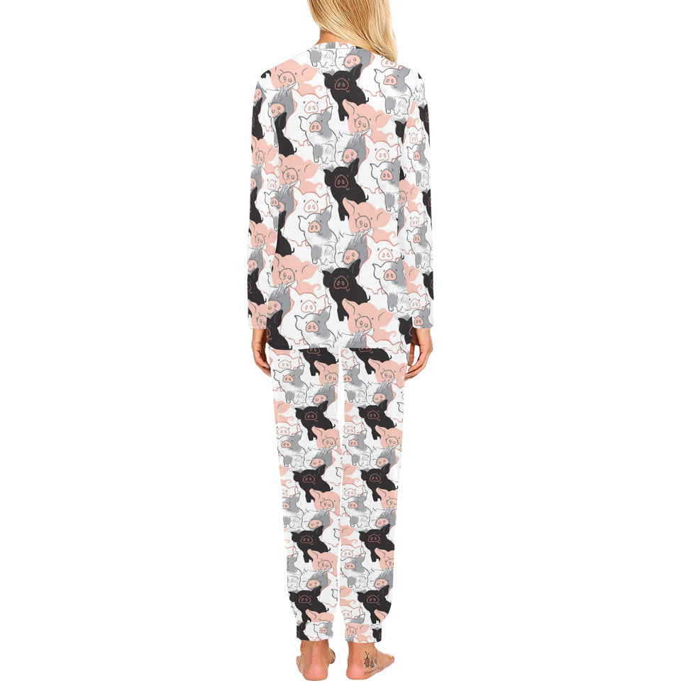 Pig Pattern Print Design 05 Women's All Over Print Pajama Set
