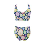 Colorful clock background Chest Bowknot High Waisted Bikini Swimsuit