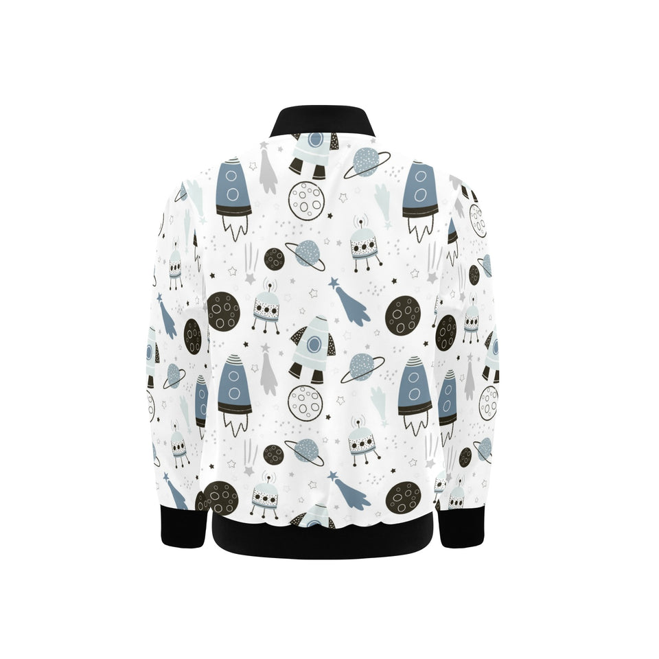 Hand drawn space elements space rocket star planet Kids' Boys' Girls' Bomber Jacket