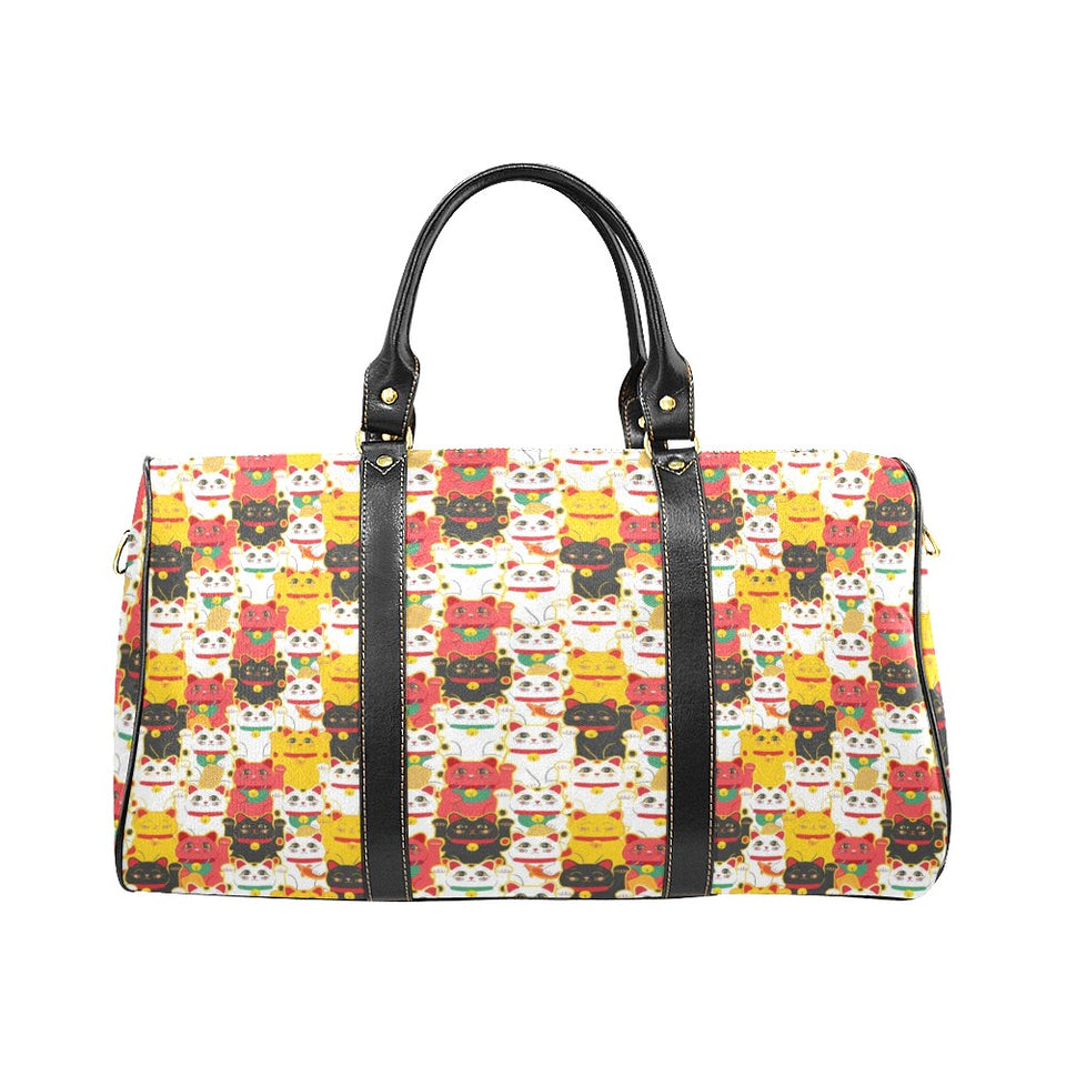 Colorful Maneki neko cat pattern Travel Bag