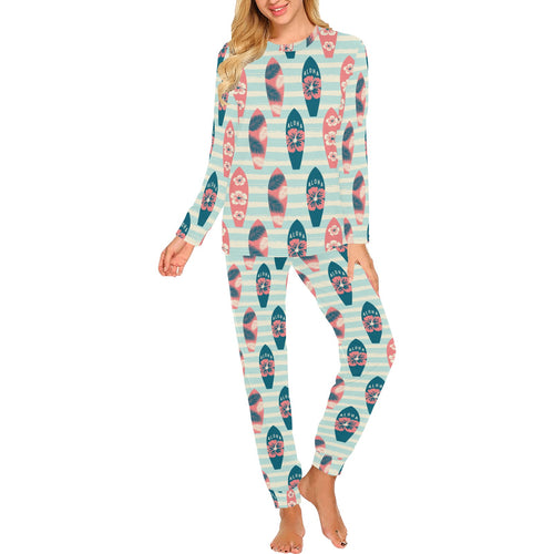 Surfboard Pattern Print Design 02 Women's All Over Print Pajama Set