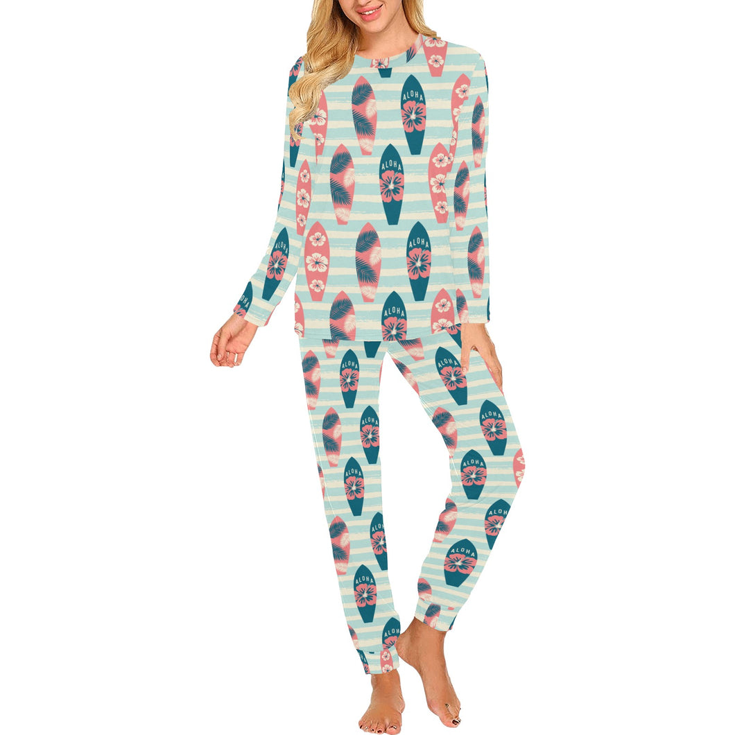 Surfboard Pattern Print Design 02 Women's All Over Print Pajama Set